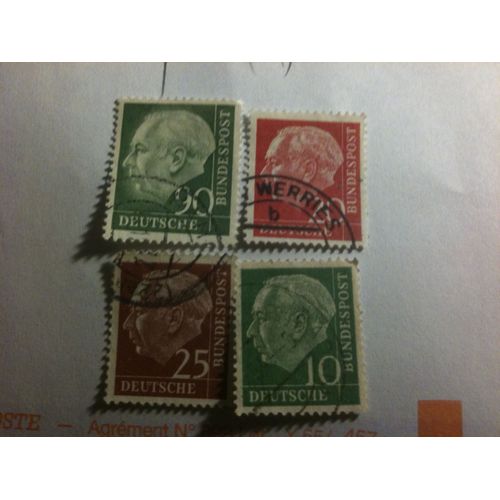 Lot De 4 Timbres Deutsches Bundespost Allemagne