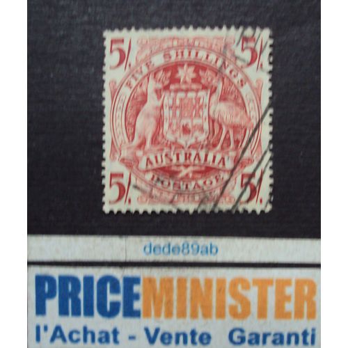 Australie.. 5s Five Shillings Australia . Ecusson - Kangourou - Autruche . Oblitéré.