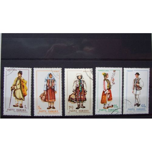 Série  5 Timbres Costumes 1968 Roumanie