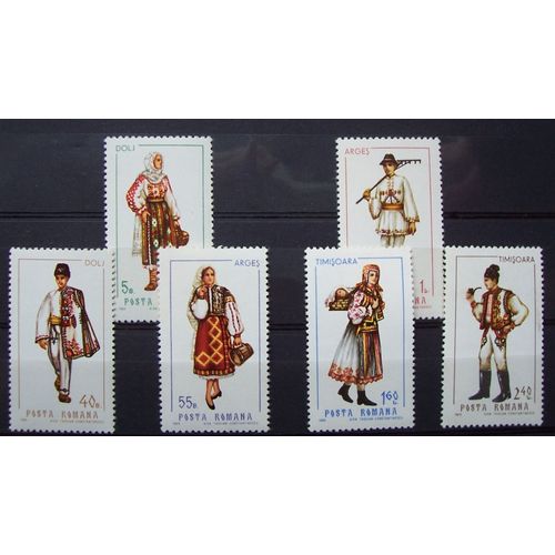 Série  6 Timbres Costumes 1969 Roumanie