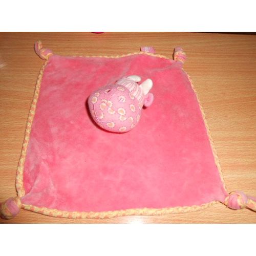 Doudou Plat Hochet Vache Rose Velours Orchestra