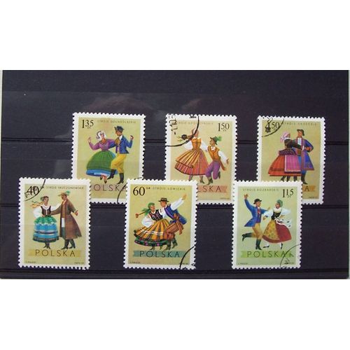 Série 6 Timbres Costumes Danses 1969 Pologne