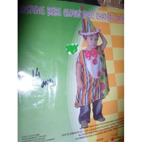 Costume Enfant Clown 3/4 Ans