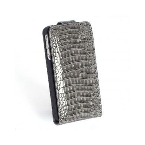 Housse En Cuir Gris Croco Pour Iphone 4/4s