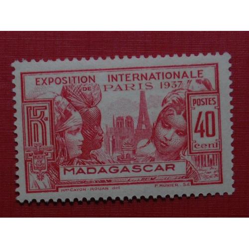 R.F. Madagascar " Exposition Internationale De Paris" 40c. 1937 N.O.