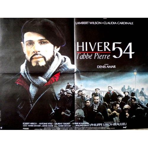 Hiver 54, L'abbé Pierre - Affiche Originale De Cinéma - Format 60x80 Cm - Un Film De Denis Amar Avec Lambert Wilson, Claudia Cardinale, Robert Hirsch, Antoine Vitez, Laurent Terzieff - Année 1989
