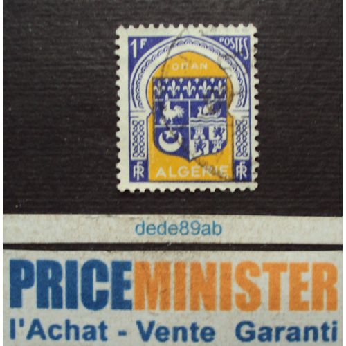 Algérie - R F .. 1 F . Armoiries : Ville D' Oran (Jaune) . Oblitéré.