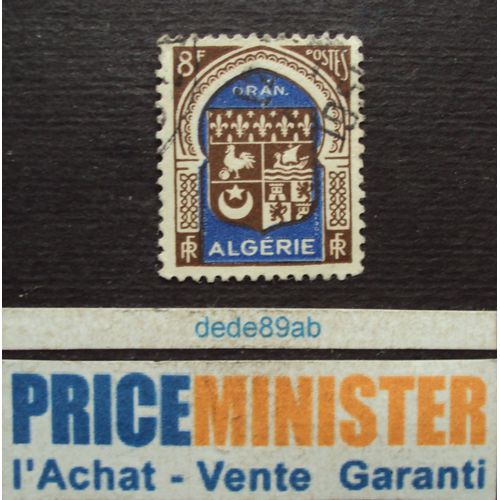 Algérie - R F .. 8 F . Armoiries : Ville D' Oran (Bleu) . Oblitéré.