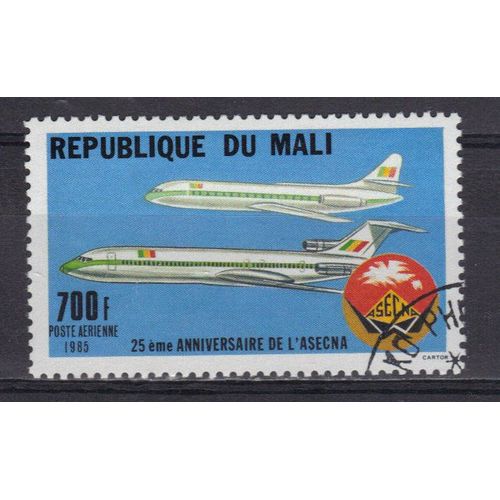 Mali 1985 Poste Aerienne : 25è Anniversaire De L'a.S.E.C.N.A. : Avions Et Emblème - Timbre Oblitéré