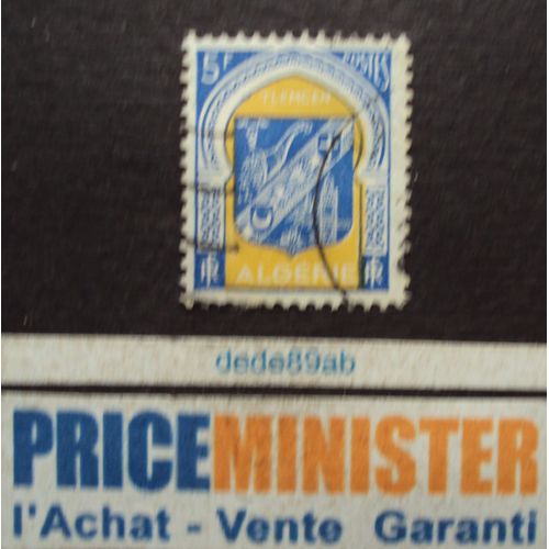 Algérie - R F .. 5 F . Armoiries : Ville De Tlemcen . Oblitéré.