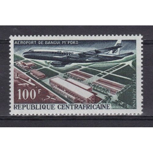 Centrafrique 1967 Poste Aerienne : Aéroport De Bangui Et Avion En Vol - Timbre Neuf *