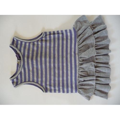 Robe Rayée Gris Et Violet Mini Adelie 12 Mois