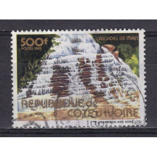 Cote D'ivoire 1982 : Cascades De Man - Timbre 500 F. Oblitéré