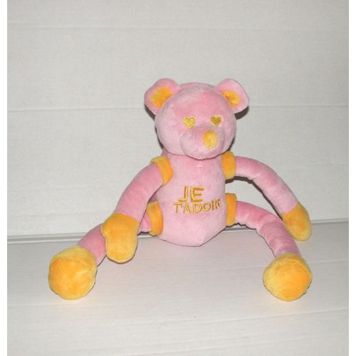 Doudou Ours Rose Pattes Coulissantes  Je T'adore Cmp Tous Doux