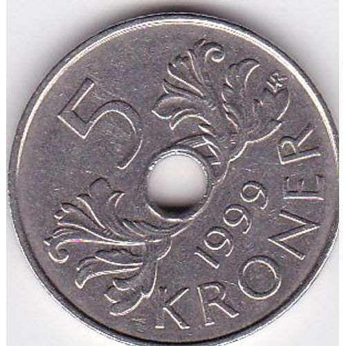 Superbe Pièce De 5 Kroner Norge 1999