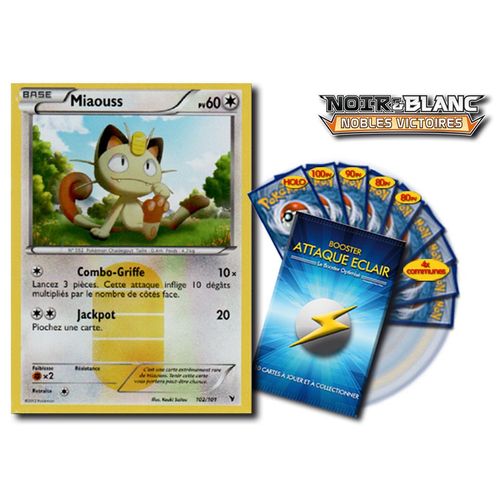 Miaouss Secrète 102/101 60pv - Booster Optimisé Attaque Eclair - 10 Cartes Pokemon Nobles Victoires