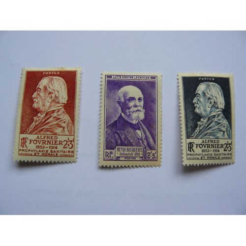 Lot De 3 Timbres Propagande Sanitaire Alfred Fournier Et Henri Becquerel N° 748-749-789  Neuf ++