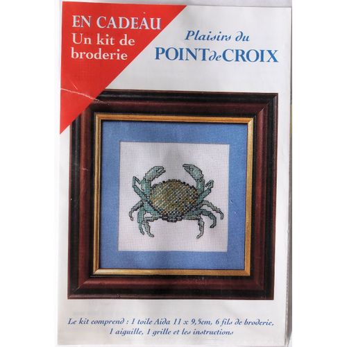 Kit Broderie Les Plaisirs Du Point De Croix - Point De Croix Compté - La Mer Le Crabe Bleu