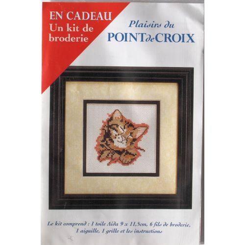 Kit Broderie Les Plaisirs Du Point De Croix - Point De Croix Compté - Animal Le Chaton Marron Tigré