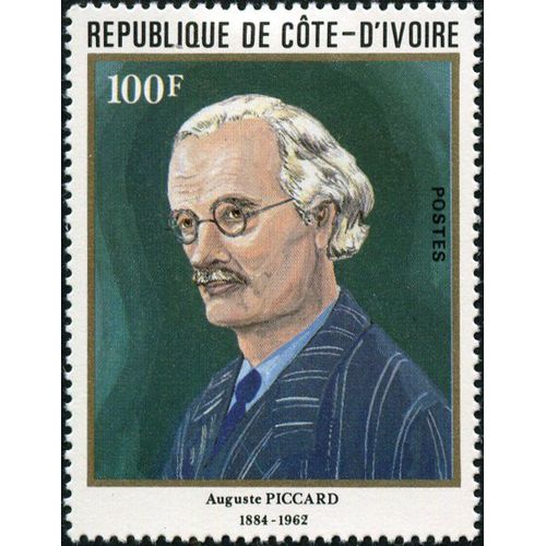 Timbre Oblitéré République Côte D'ivoire - Auguste Piccard