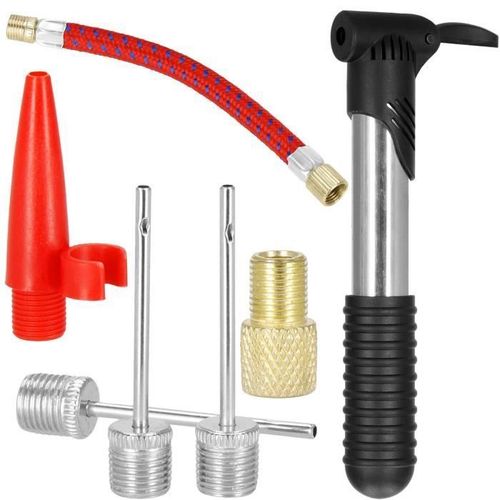 Mini Pompe À Vélo Télescopique Springos - Plastique Et Aluminium - Argent - Accessoires Inclus