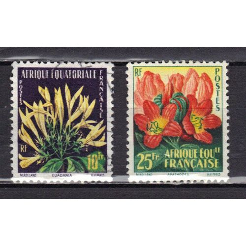Afrique Equatoriale 1958 : Flore : Euadama / Spathodéa - Série Entière De 2 Timbres Oblitérés