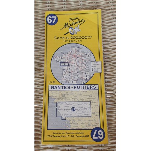 Carte Routière N° 67 Nantes - Poitiers Année 61 Michelin