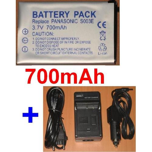 Chargeur + Batterie Pour PANASONIC CGA-S003E CGA-S003E/1B CGA-S003 VBA05 CGA-S003A/1B SV-AV50S **700mAh**