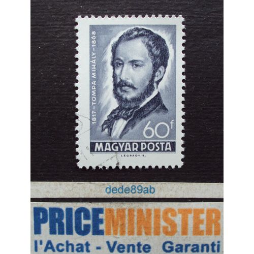 Hongrie.. 60f Magyar Posta . Tompa Mihaly (1817-1868) Oblitéré.