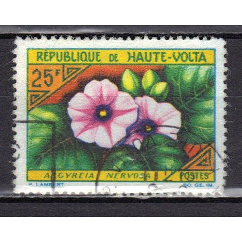 Haute-Volta 1963 : Fleurs Diverses : Argireya Nelvosa - Timbre Oblitéré