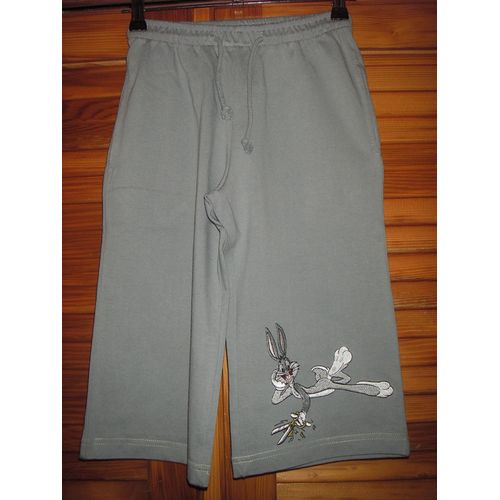 Short Gz Bugs Bunny Joyeux Brodé ,100% Coton ,De Couleur Gris ,Taille 8 Ans .