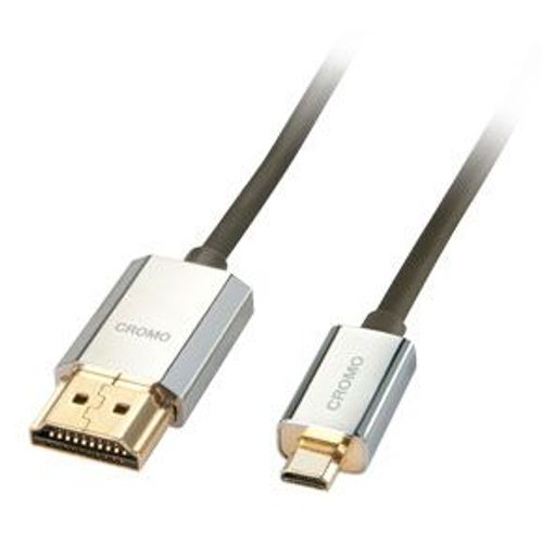 Lindy - Câble HDMI® Slim, compatible HDMI 2.0 Ultra HD avec Ethernet CROMO®, type A/D, 1m