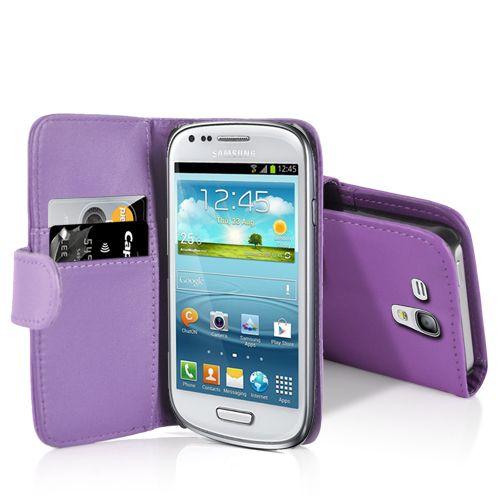 Etui Housse Coque Violet Poprtefeuille Pour Samsung Galaxy S3 Mini I8190+Film