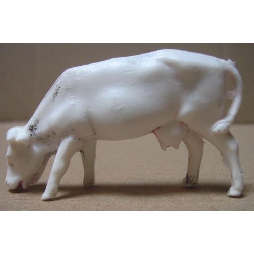 Figurine Vache Broutant - (Monochrome - Plastique - 80's) -
