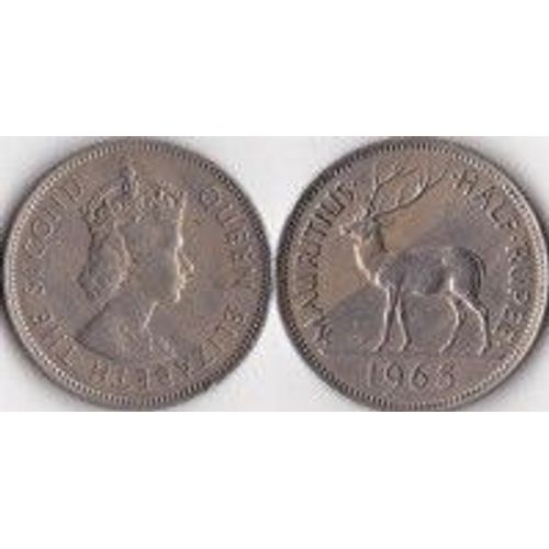 Pièce 1/2 Rupee - Elizabeth Ii - Ile Maurice - 1965