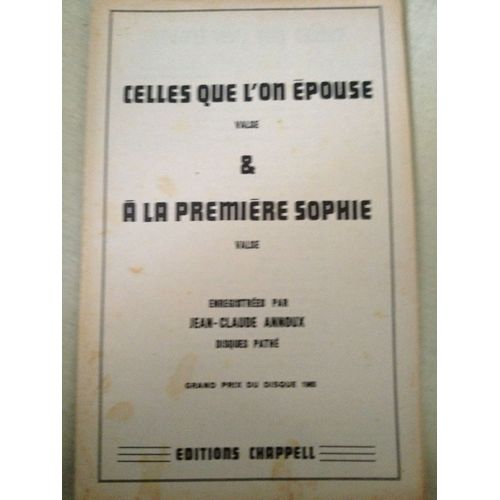 Valses [Celles Que L'on Epouse & A La Premiere Sophie]