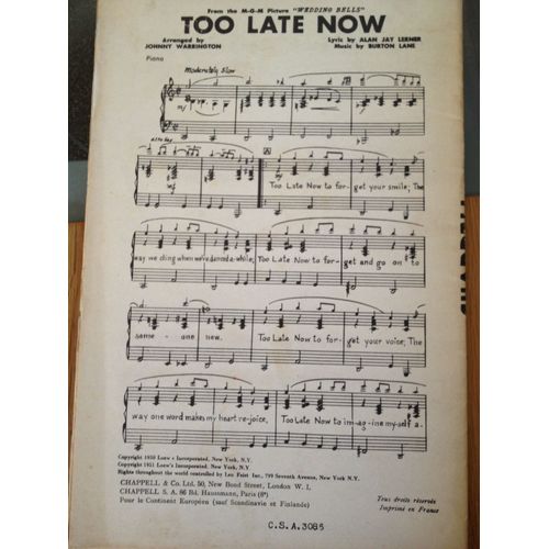 Too Late Now   "Wedding Bells"