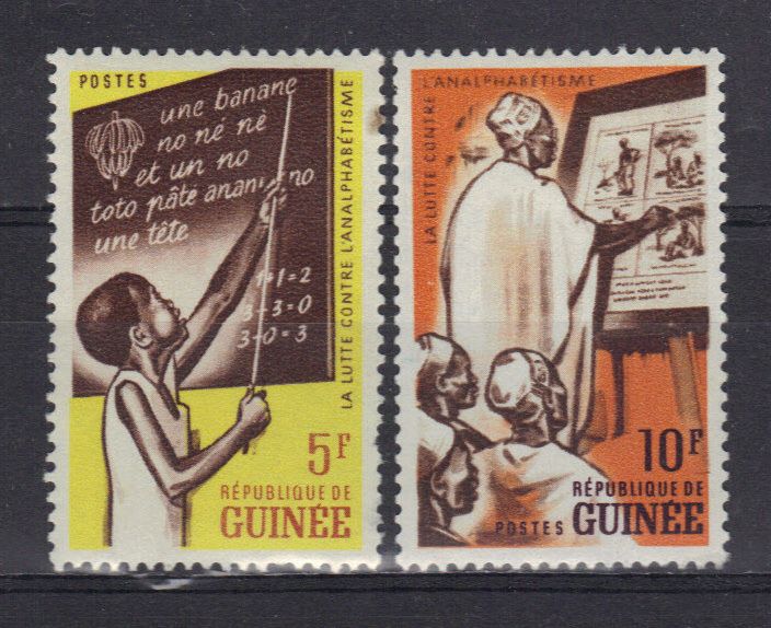 Guinee 1962 Lutte Contre L Analphabetisme Ecolier Au Tableau Noir Maitre D Ecole Serie De 2 Timbres Neufs Rakuten