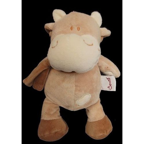 Doudou Vache Bengy Amtoys Peluche Beige Marron Avec Echarpe 24 Cm
