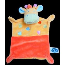 MOTS D'ENFANTS Doudou plat girafe jaune orange a pois