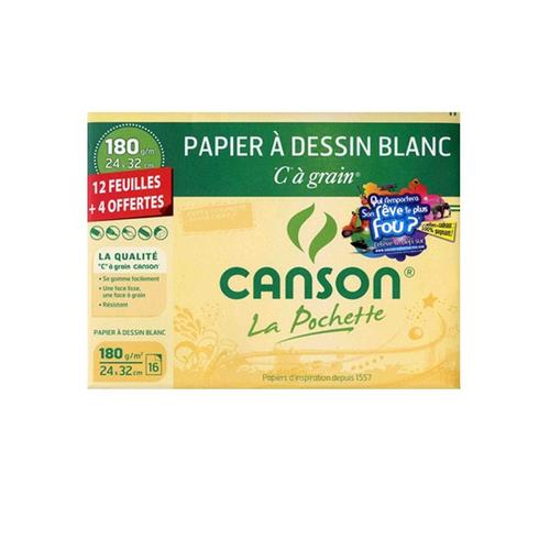 Canson 200001108 Pochette À Grain 24 X 32 Cm Blanc