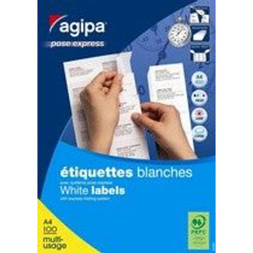 Agipa Etiquettes Multi-Usage, 105 X 49,39 Mm, Pose Express