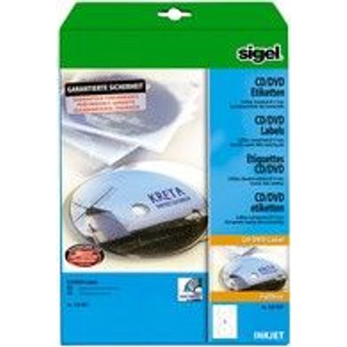 Sigel Etiquettes Pour Cd/Dvd, Blanc, Couche Spéciale