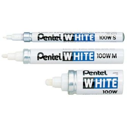 Pentel Marqueur Permanent Blanc X100w, Pointe Ogive - 2,2 Mm