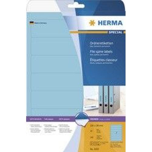 HERMA SuperPrint - Étiquettes d'en-tête de fichier autocollantes opaques - bleu - 38 x 192 mm - 175 unités ( 25 feuille(s) x 7 )