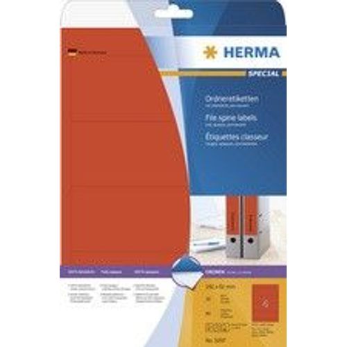 HERMA SuperPrint - Étiquettes d'en-tête de fichier autocollantes opaques - rouge - 61 x 192 mm - 100 unités ( 25 feuille(s) x 4 )