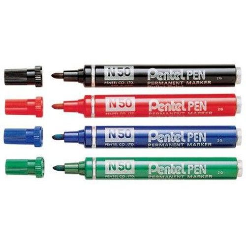 Pentel Marqueur Permanent N50, Bleu,  Pointe Ogive,