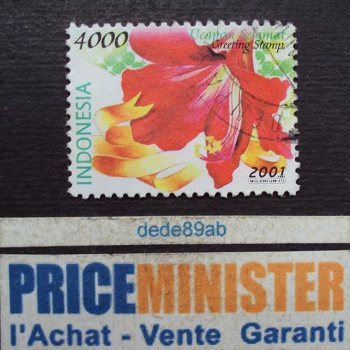 Indonésie.. 4000 Indonésia. Greeting Stamp . Fleurs : Ucapan Sefamat . Oblitéré.