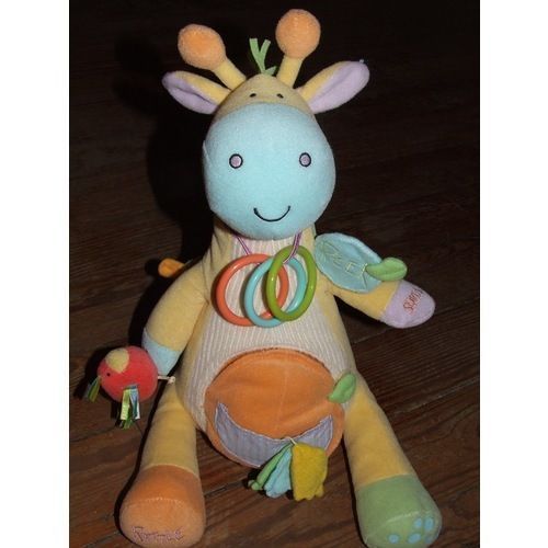 Girafe Manhattan Toy Peluche D' Activité Grelot Hochet Doudou De 35 Cm Assis