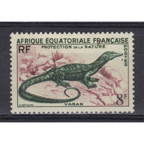 Afrique Equatoriale 1955 : Protection De La Nature : Varan - Timbre 8 F. Neuf *